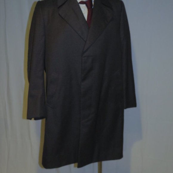 Edward Sexton Savile Row Bespoke Charcoal Gabardine Hideaway Button Overcoat 44R - Picture 7 of 12